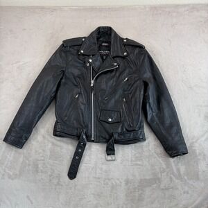 Vintage Wilson Thinsulate Insulation Biker Jacket Black 100% Leather Men Medium